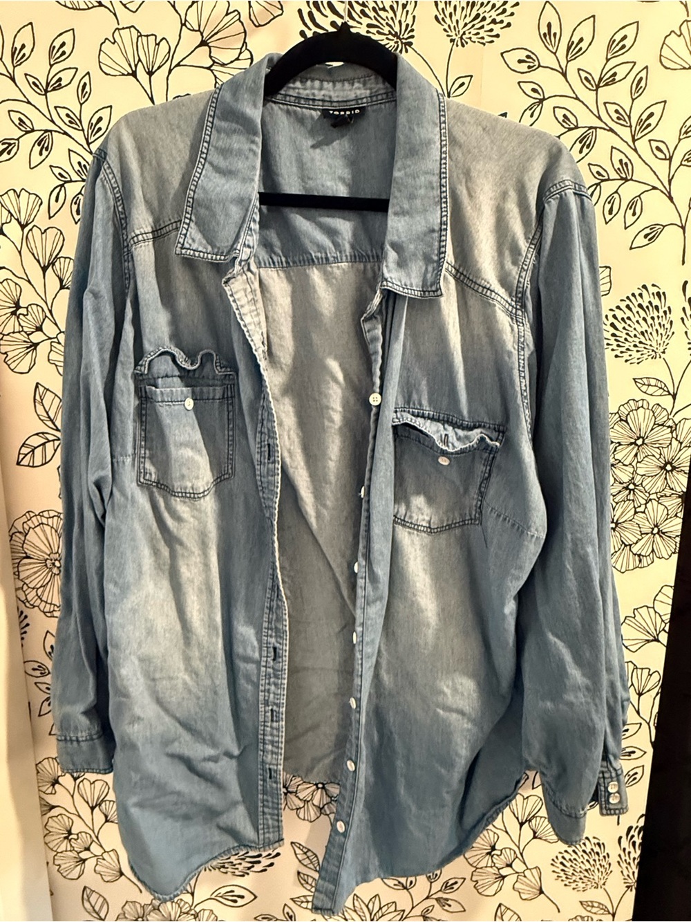 Women’s Light Blue Denim Shirt - Casual Button-Up